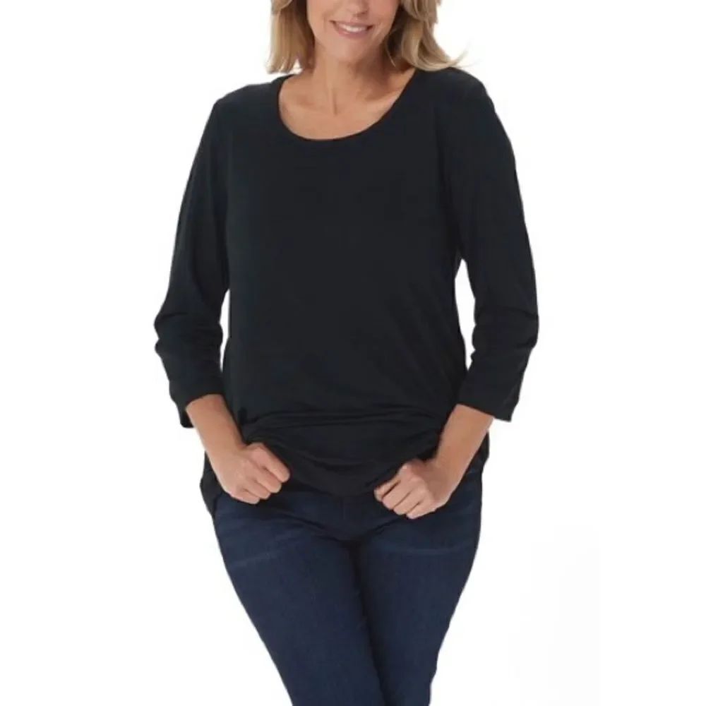 H by Halston French Terry Scoop-Neck with 3/4- Pleated Sleeves Tunic